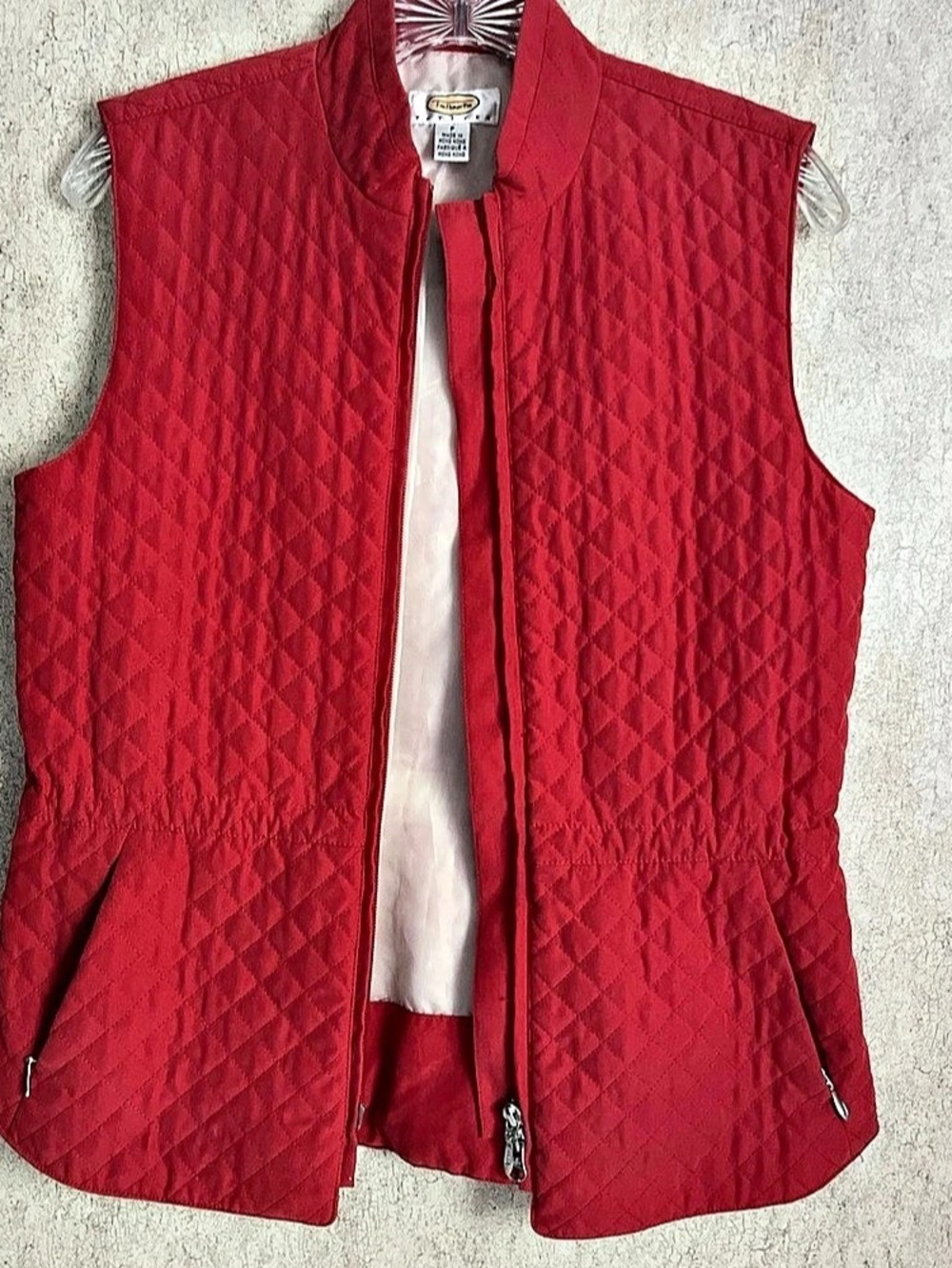 Talbots Lightweight Quilted Vest Redish Orange Ladies Petite Small Full Zip EC